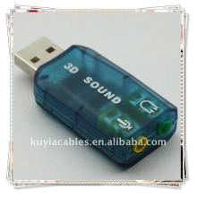 Calidad Buena USB 2.0 EXTERNAL SOUND CARD 3D 5.1 AUDIO ADAPTOR para PC